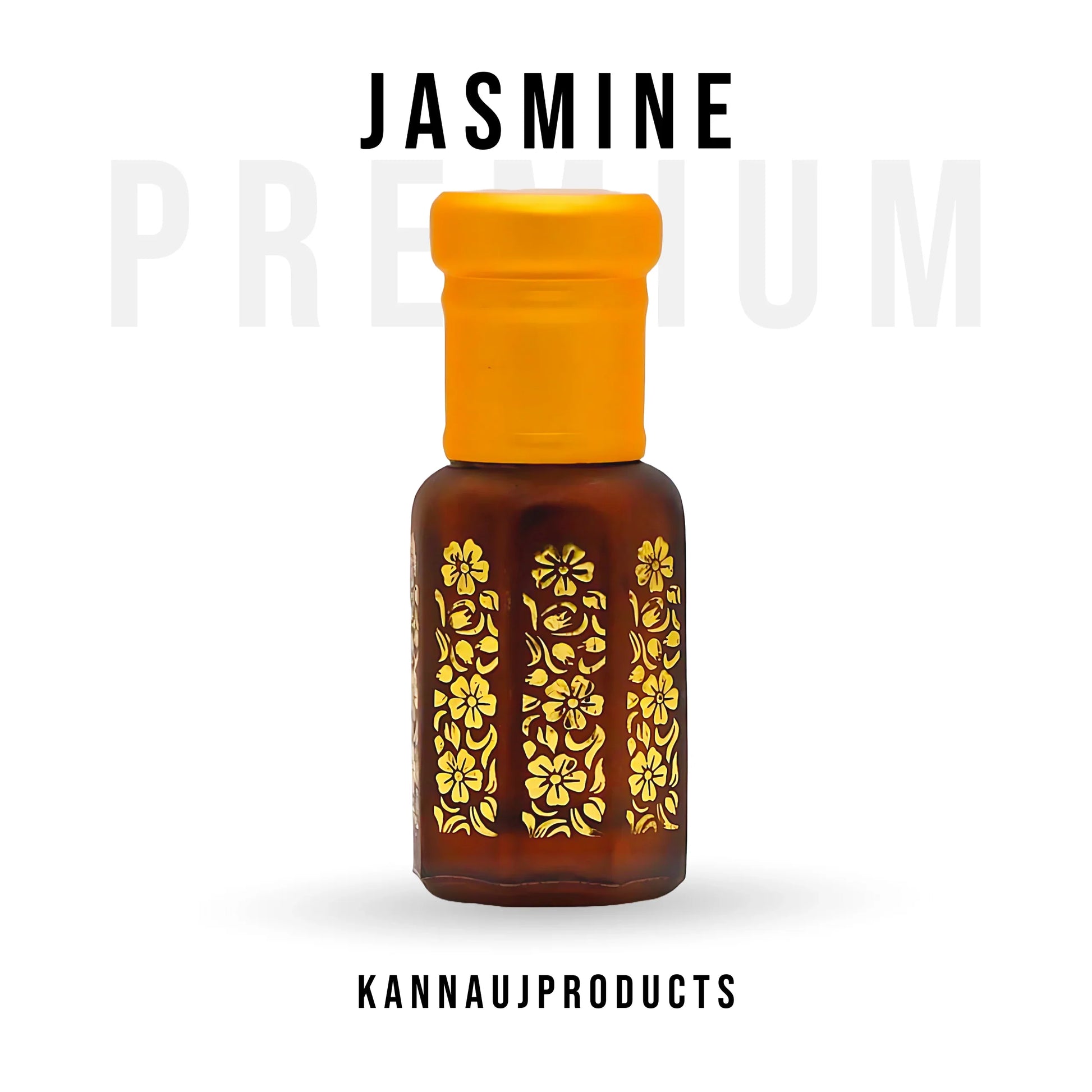 Kannauj products Jasmine attar oil non-alcoholic in brown decorative bottle with yellow cap