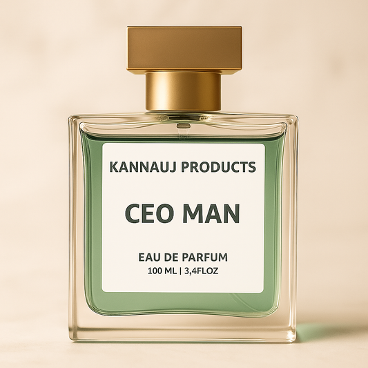 Kannauj Products CEO MAN eau de parfum 100ml bottle with gold cap and green fragrance inside