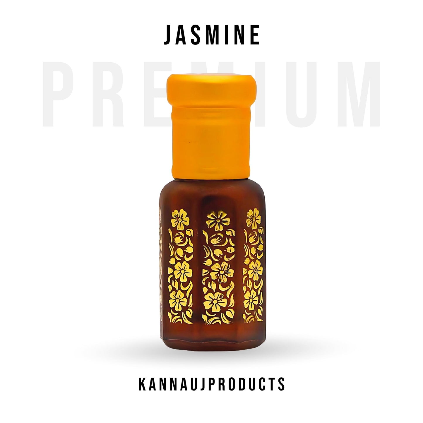 Kannauj Products Jasmine attar bottle with yellow cap and gold floral design Luxury attar combo set