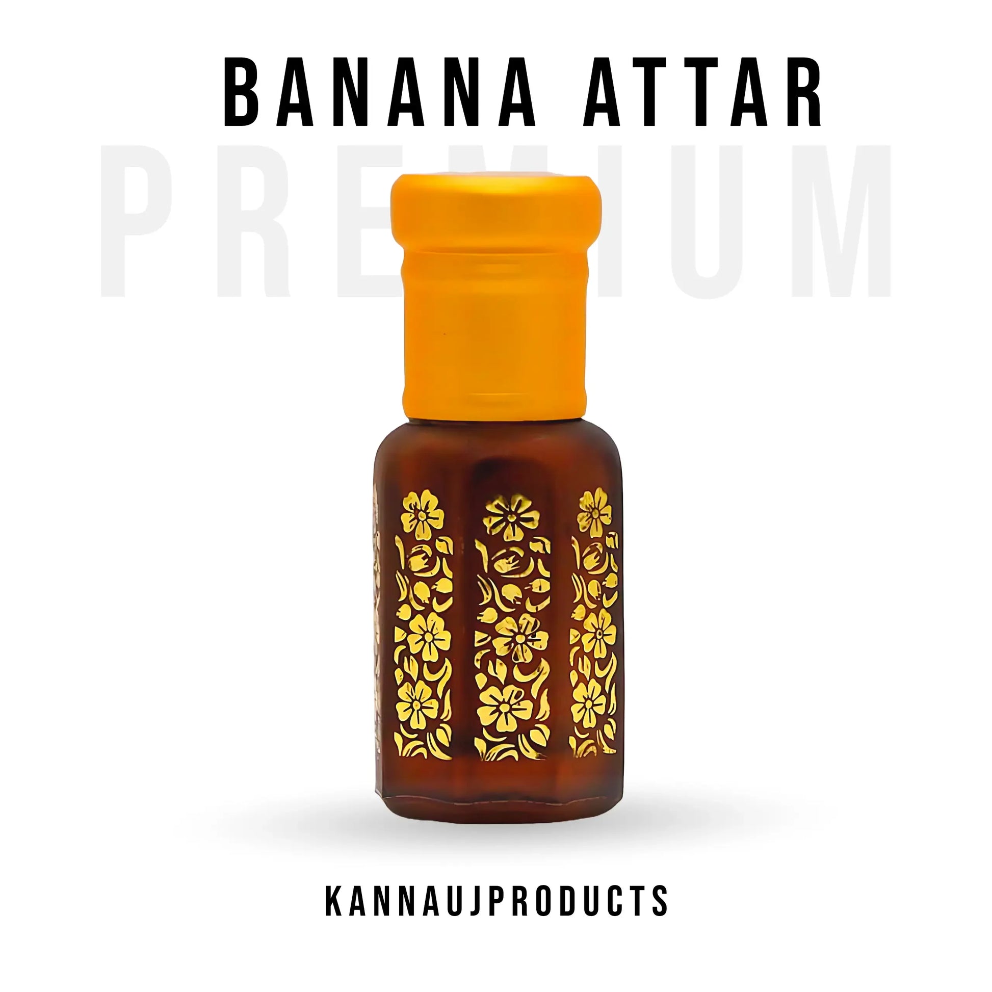 Kannauj products Banana Attar bottle with natural banana fragrance oil and decorative floral design
