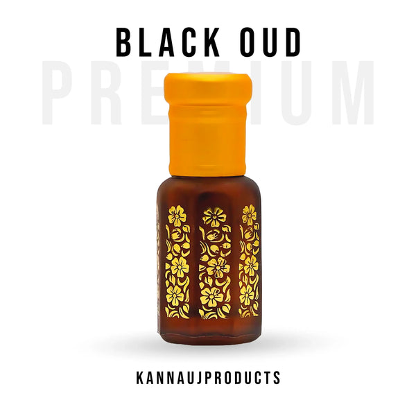 Kannauj products Black Oud attar bottle with floral design oud perfume oil for men and women