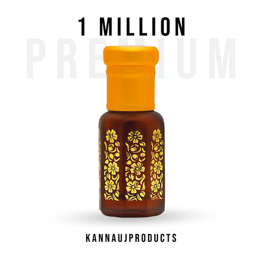 Kannauj products premium attar oil for men and women in decorative brown bottle with yellow cap