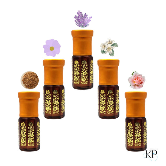 Kannauj Products pure floral attar for MEN AND WOMEN in decorative brown bottles with floral scents