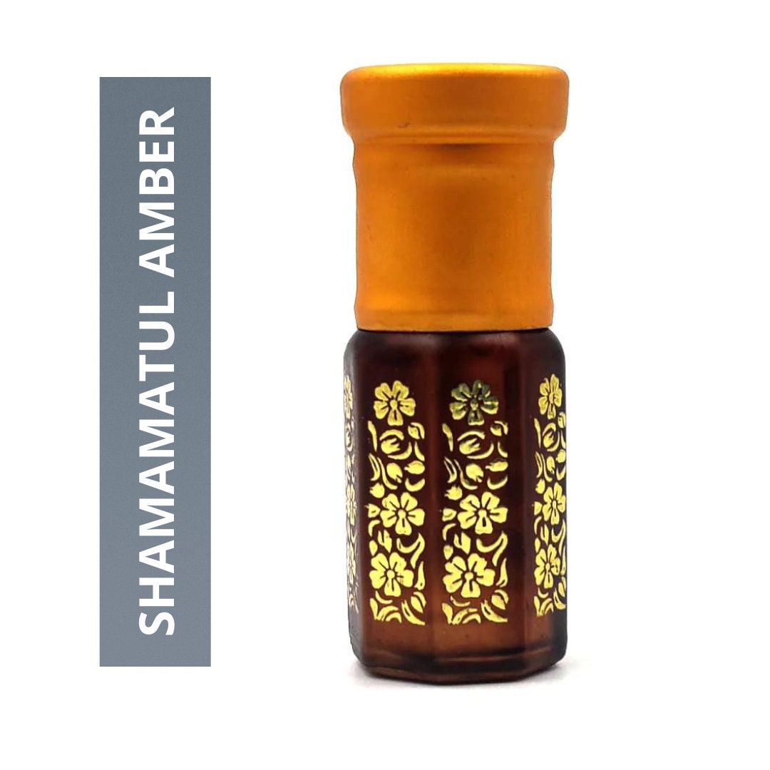Kannauj Products Shamamatul Amber attar bottle with floral design buy pure Shamama attar online