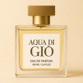 Kannauj Products Aqua Di Gio 100ml perfume in clear glass bottle with gold cap luxury scent
