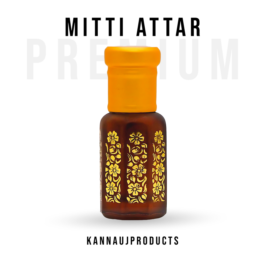 Kannauj products pure mitti attar perfume bottle with floral design and orange cap