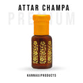 Kannauj products champa attar oil in brown glass bottle with yellow floral design and cap