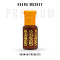 Kannauj Products henna muskey attar amber glass bottle with yellow cap and gold floral design