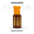 Kannauj Products mysore sandalwood attar amber glass bottle with yellow cap and gold floral design