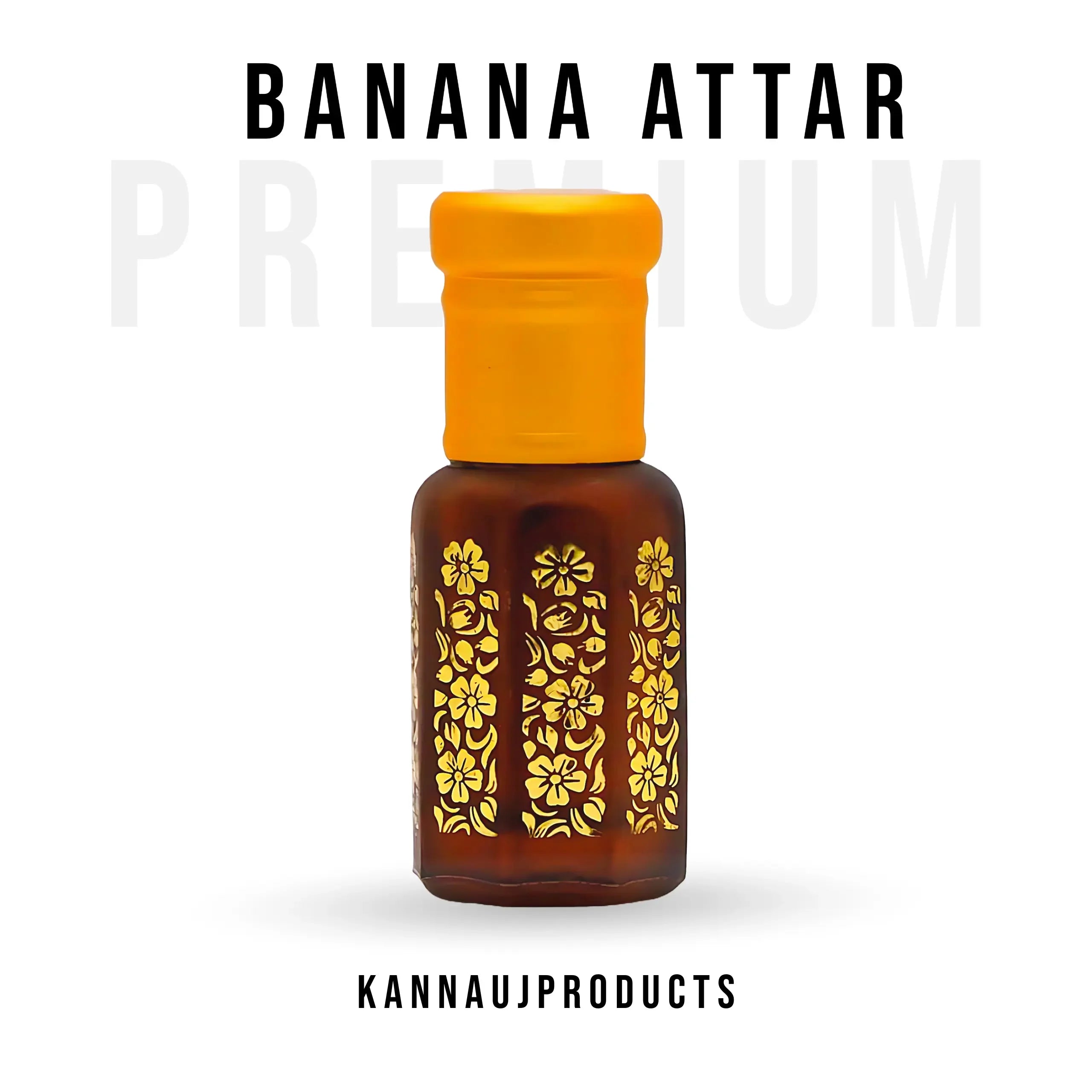 Kannauj products Banana Attar bottle with natural banana fragrance oil and decorative floral design