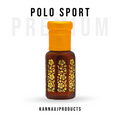 Brown glass attar bottle with yellow cap and gold floral pattern by Kannauj products premium polo sport attar oil