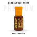 Kannauj Products sandalwood mitti bottle with yellow cap and gold floral design pure mitti attar