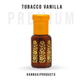 Kannauj Products tobacco vanilla attar amber glass bottle with yellow cap and gold floral design